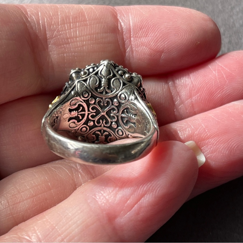 Dimitrious Designer Sterling Silver Enamel Elaborate Greek Designer Ring Size 8 - Picture 7 of 11
